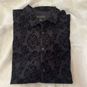 INC International Concepts Black Paisley Shirt